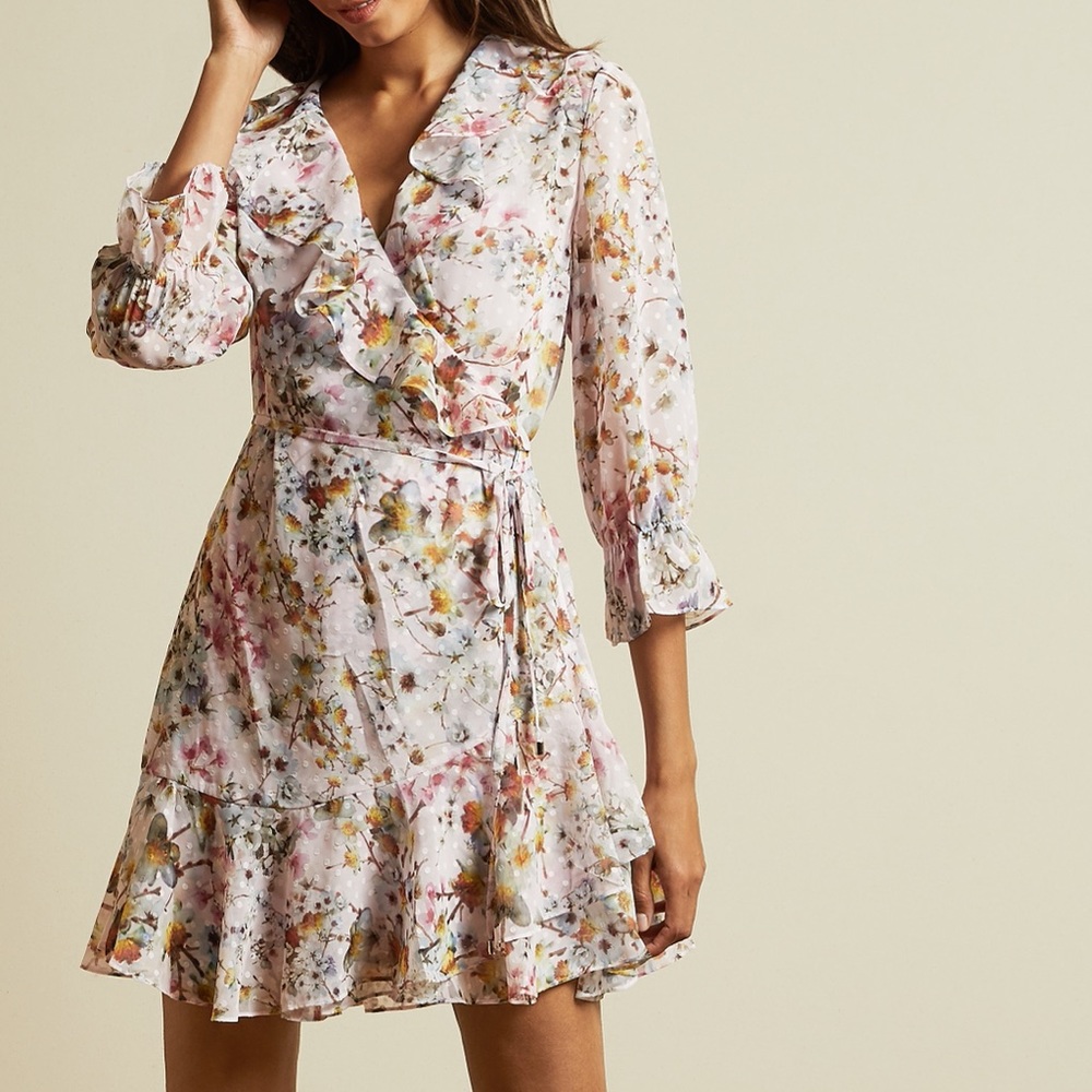 Ted baker Jasmine ruffle wrap dress